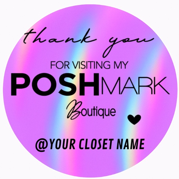 Personalized Holographic Poshmark Stickers – Add Your Closet Name! new - Picture 1 of 6
